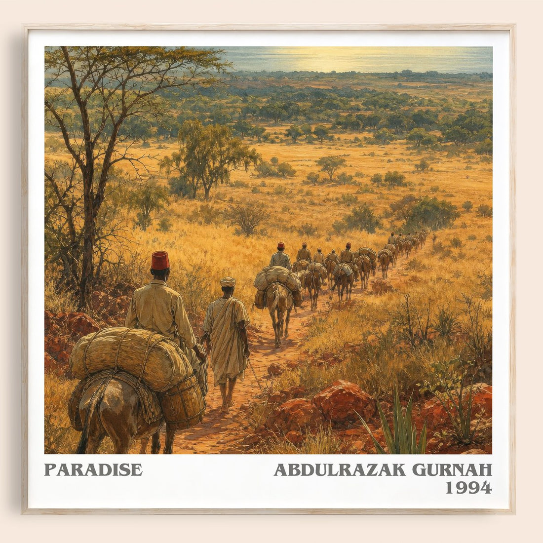 Paradise literary book poster by Abdulrazak Gurnah – framed literary art print