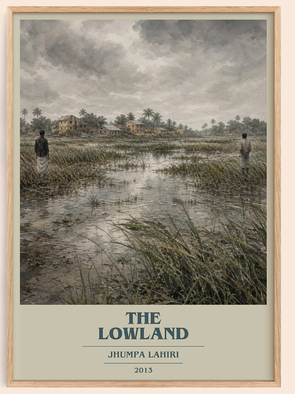 The Lowland book cover book poster by Jhumpa Lahiri – framed literary art print