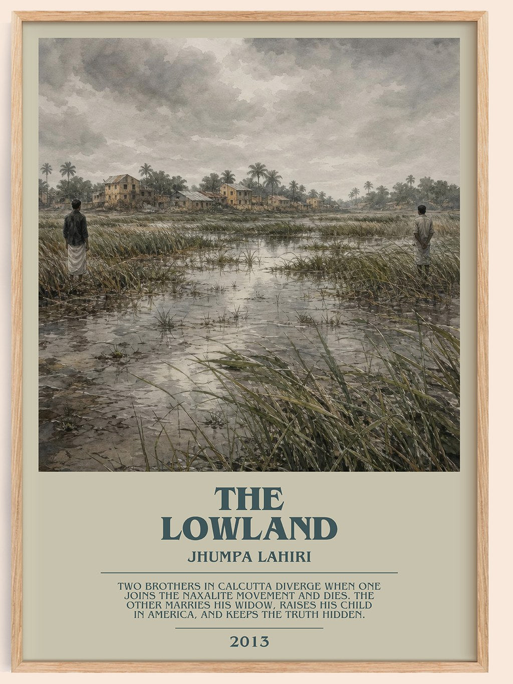 The Lowland bookish book poster by Jhumpa Lahiri – framed literary art print