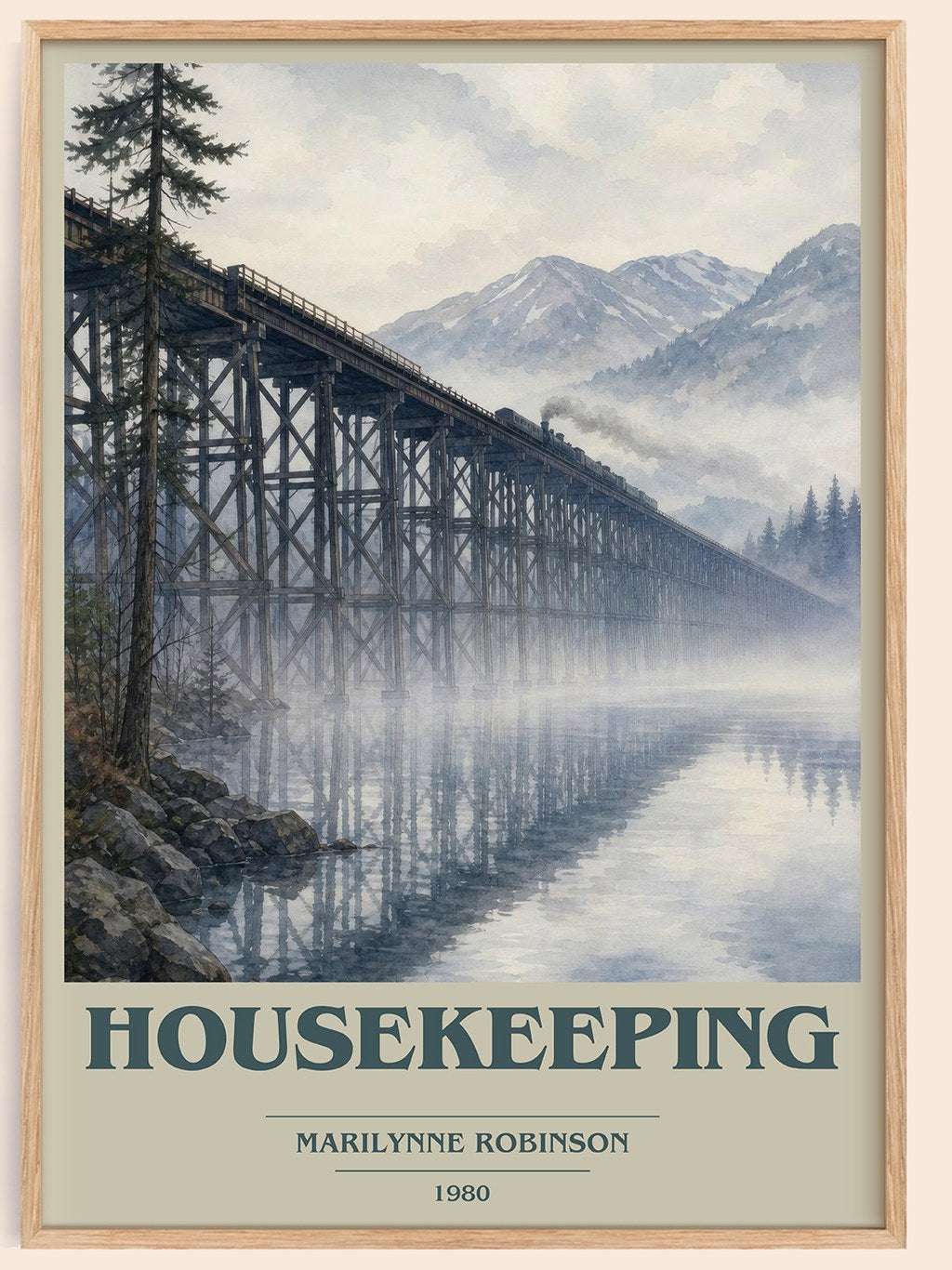 Housekeeping book cover book poster by Marilynne Robinson – framed literary art print