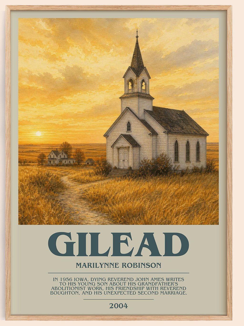 Gilead bookish book poster by Marilynne Robinson – framed literary art print