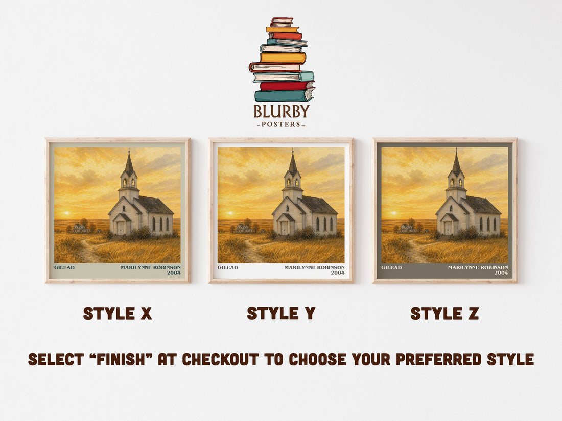 Gilead literary print in frame leaning in hallway – literary fiction wall art (mockup)