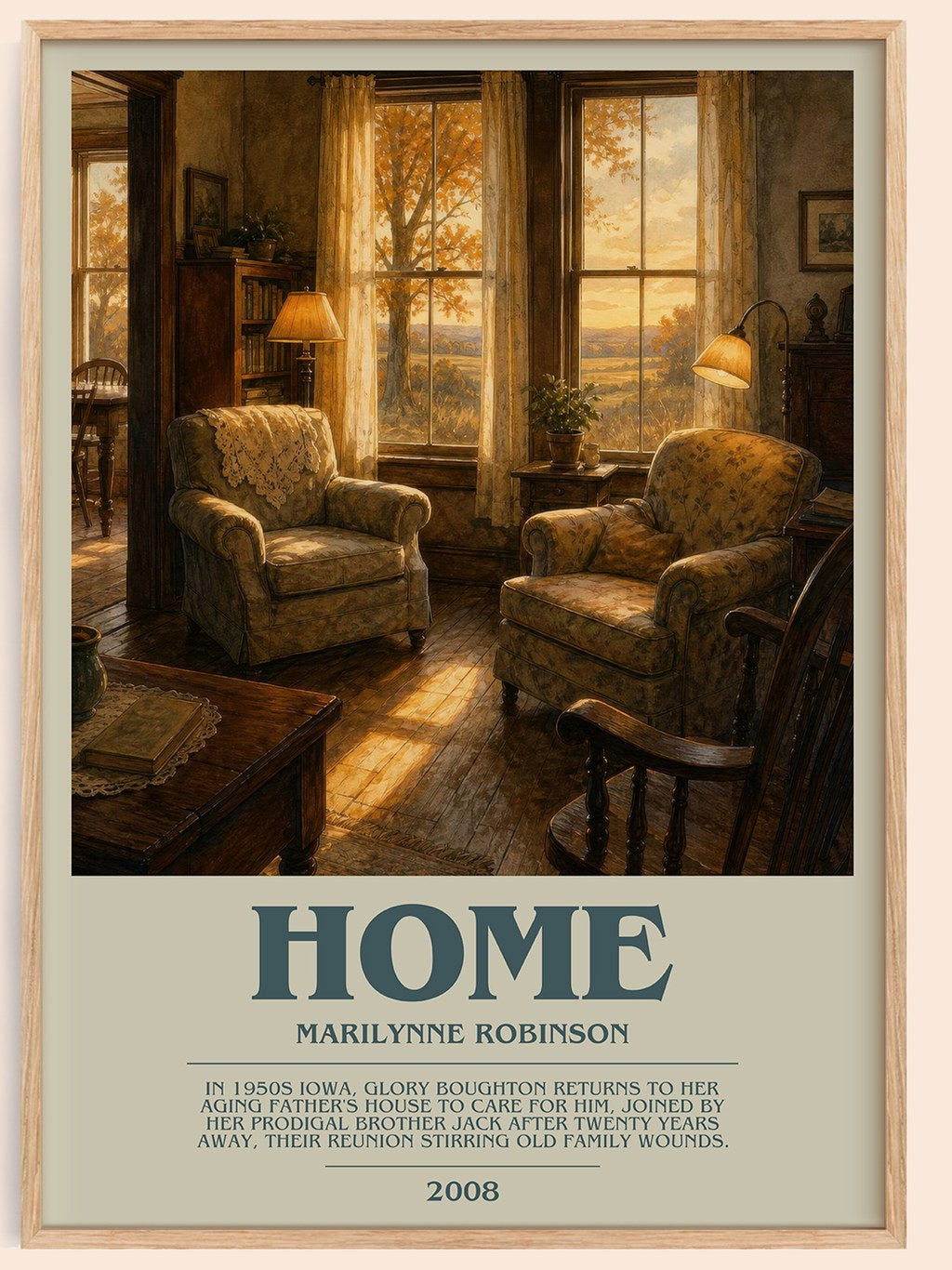 Home bookish book poster by Marilynne Robinson – framed literary art print
