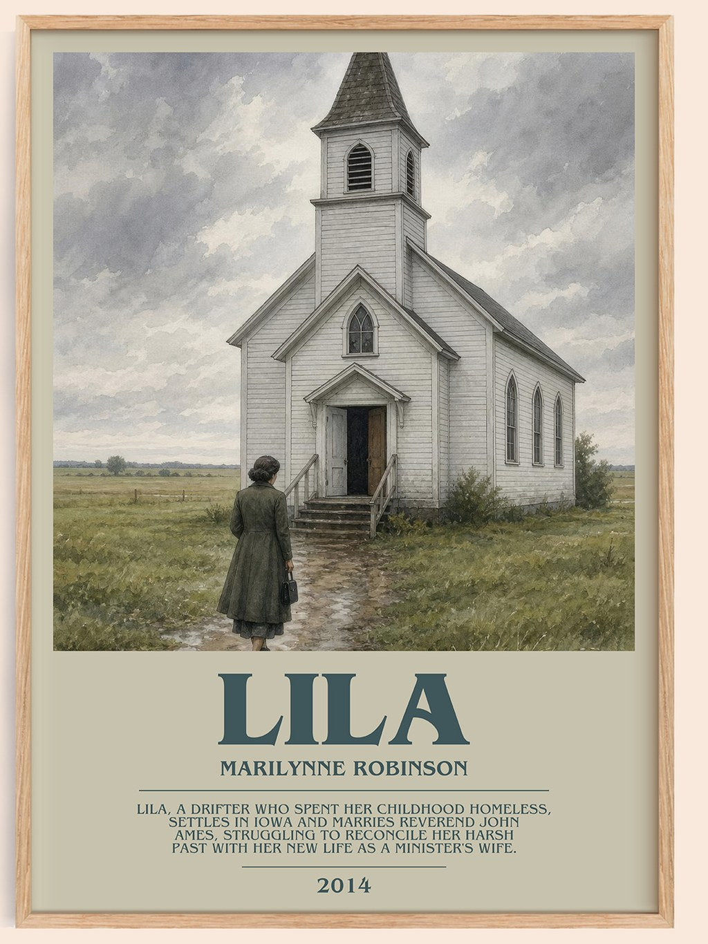 Lila bookish book poster by Marilynne Robinson – framed literary art print