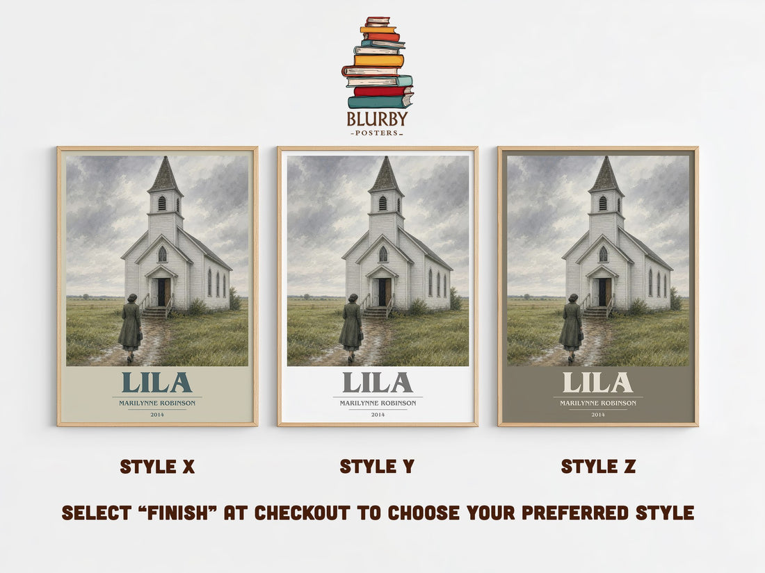 Lila book cover print in frame leaning in hallway – literary fiction wall art (mockup)