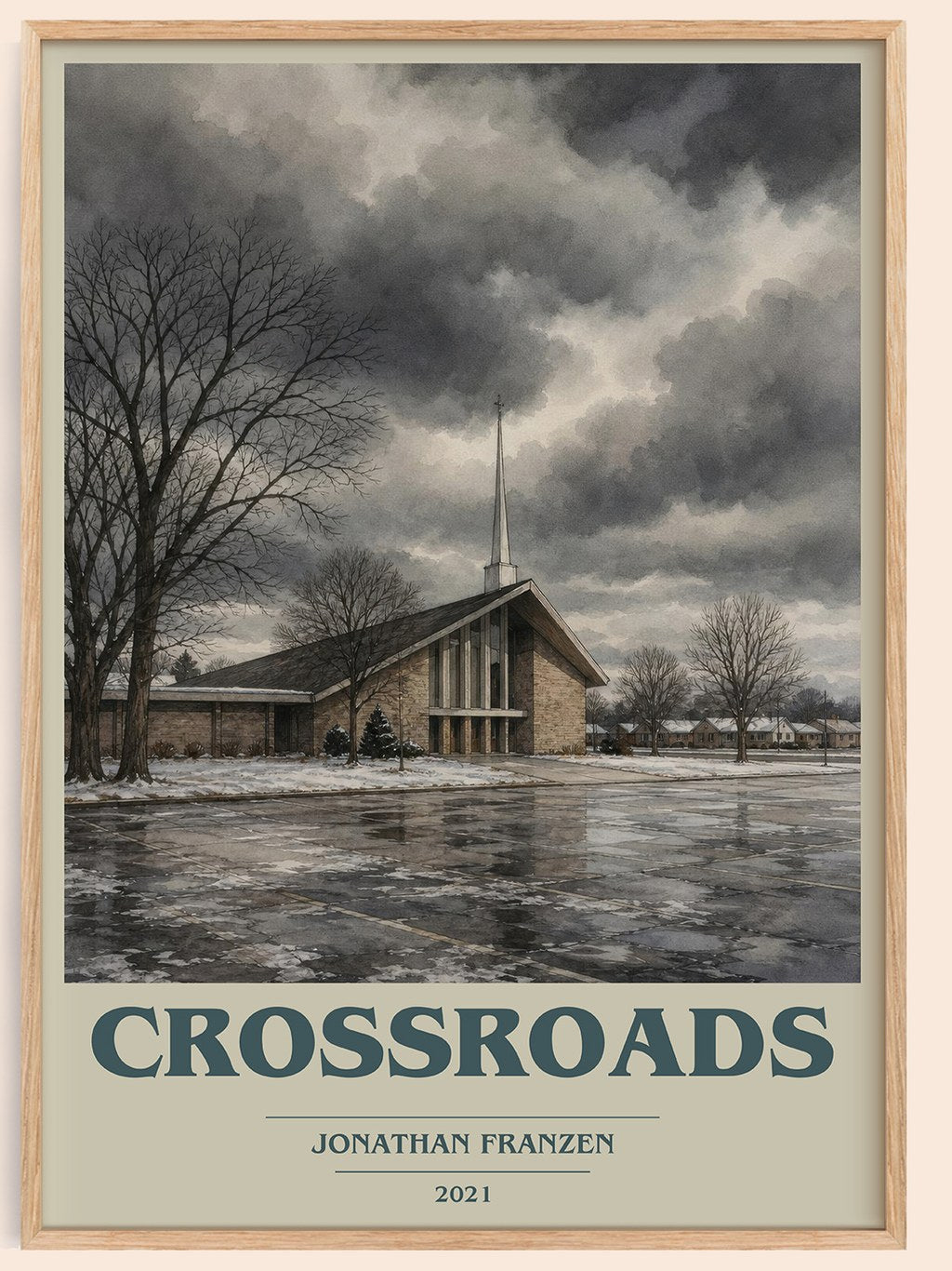 Crossroads book cover book poster by Jonathan Franzen – framed literary art print