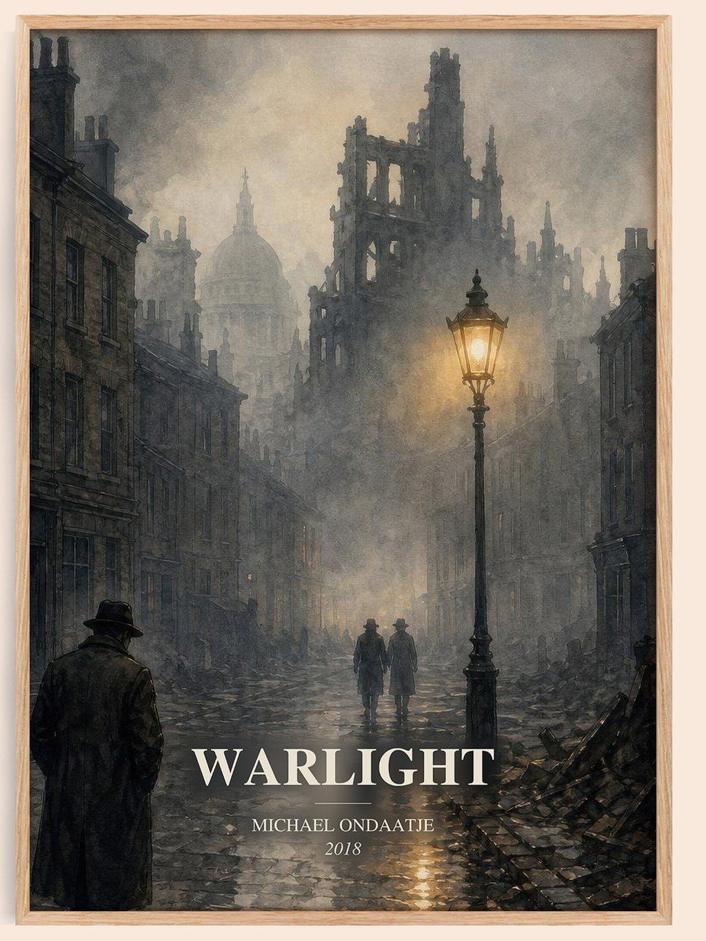 Warlight watercolour book poster by Michael Ondaatje – framed literary art print