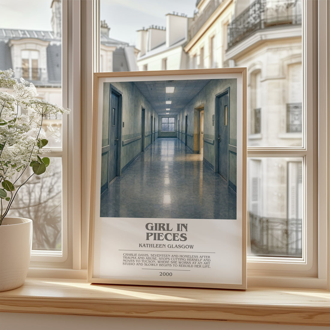 Girl in Pieces bookish poster colour and style options – Kathleen Glasgow book art