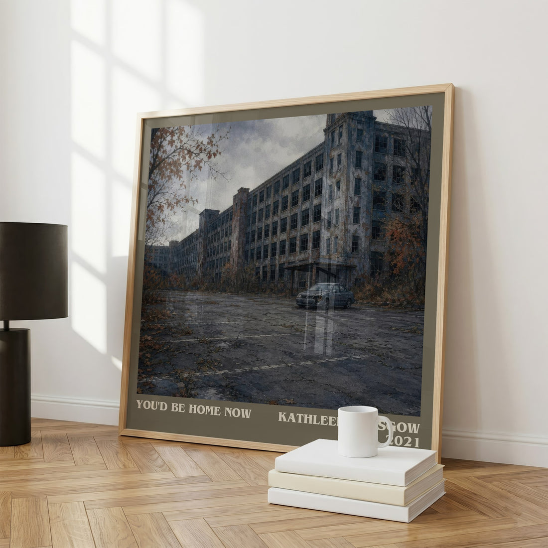 You'd Be Home Now literary print framed by window – literary home decor