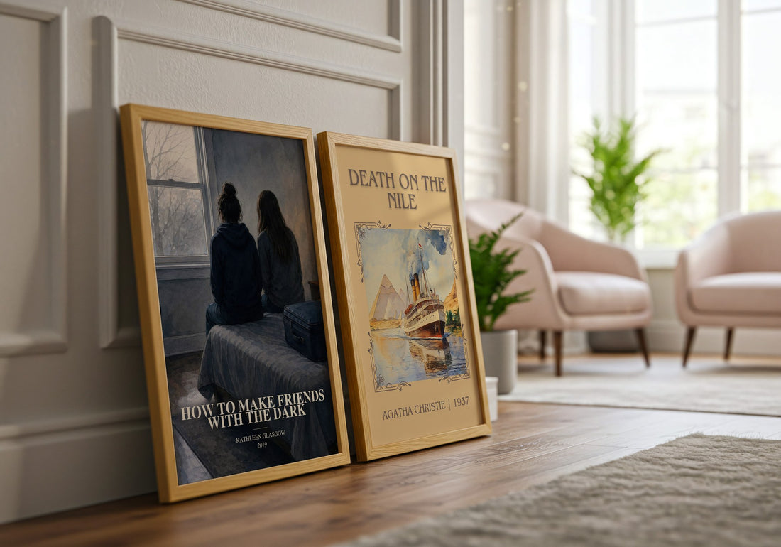 How to Make Friends with the Dark watercolour print framed by window – literary home decor