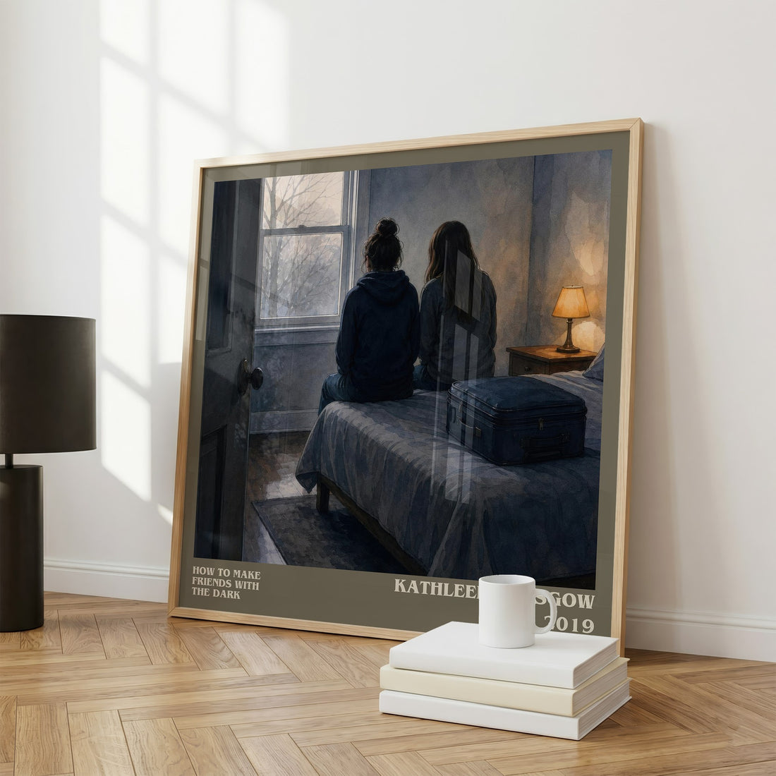 How to Make Friends with the Dark literary print framed by window – literary home decor