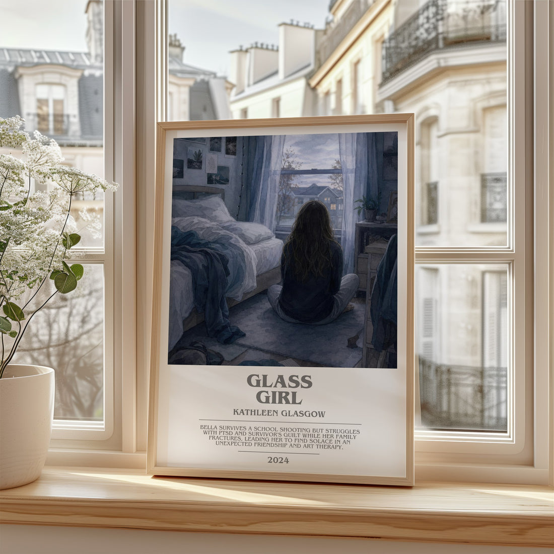 Glass Girl bookish poster colour and style options – Kathleen Glasgow book art