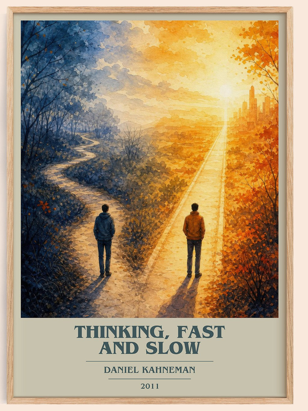 Thinking, fast and slow book cover book poster by Daniel Kahneman – framed literary art print