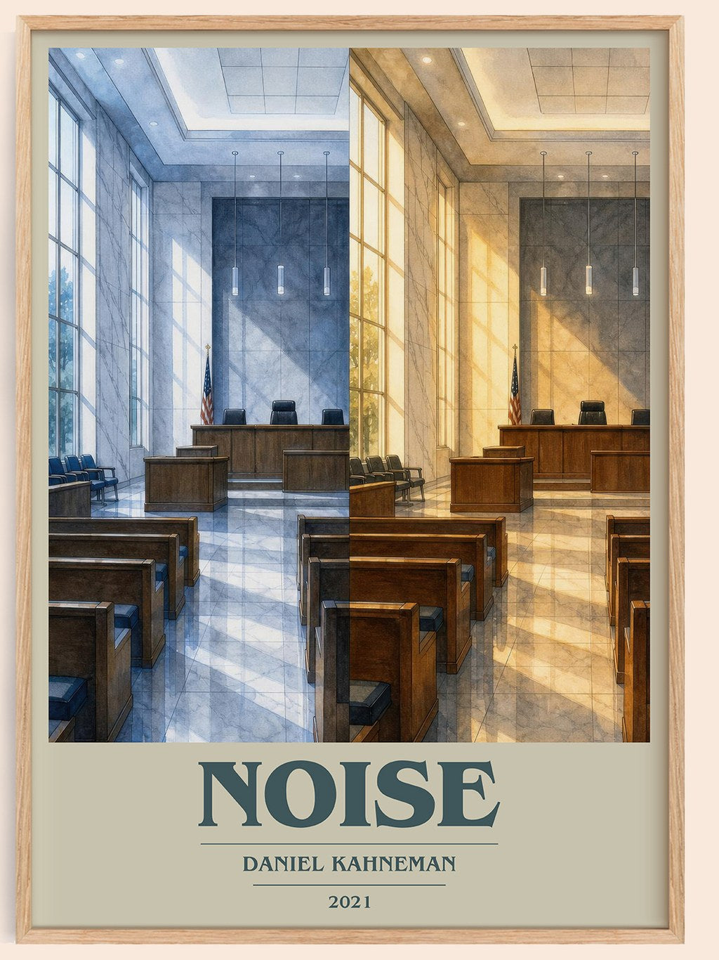 Noise book cover book poster by Daniel Kahneman – framed literary art print