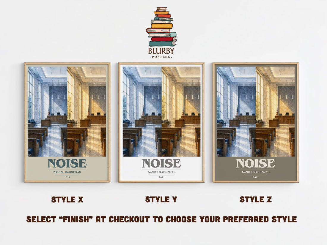 Noise book cover print in frame leaning in hallway – non fiction wall art (mockup)