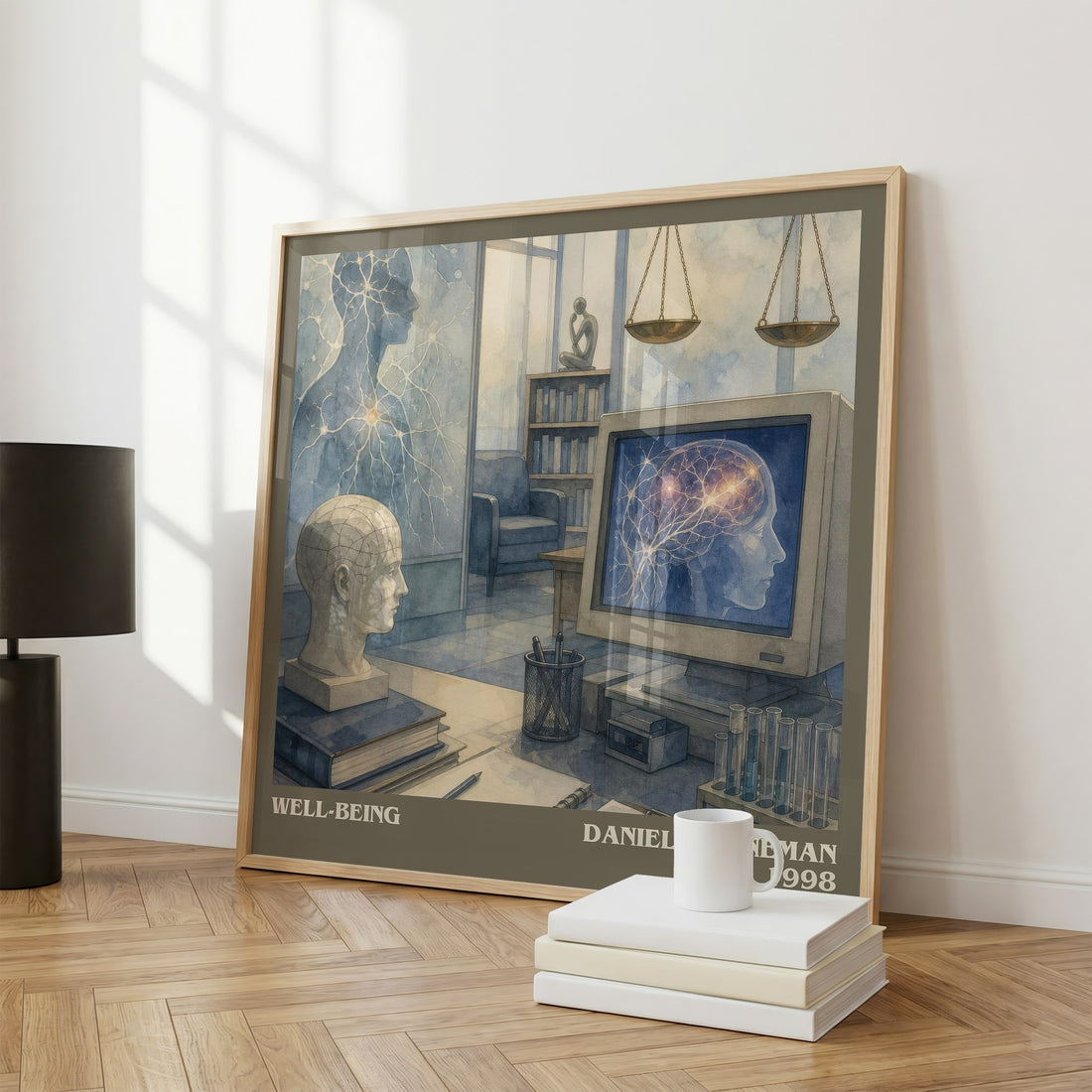 Well-being literary print framed by window – literary home decor