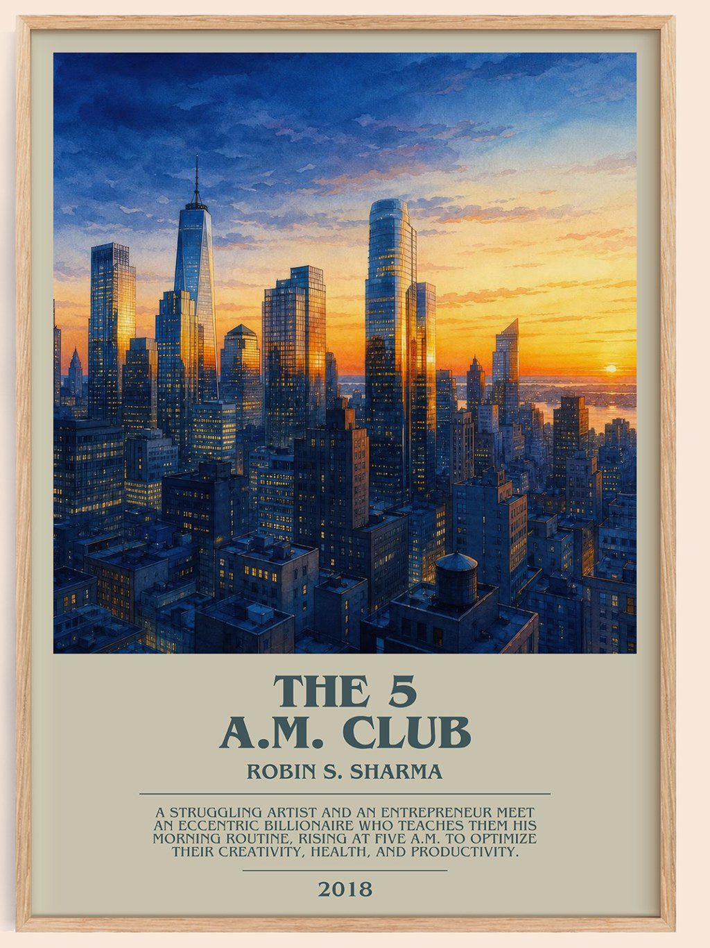 The 5 a.m. Club bookish book poster by Robin S. Sharma – framed literary art print
