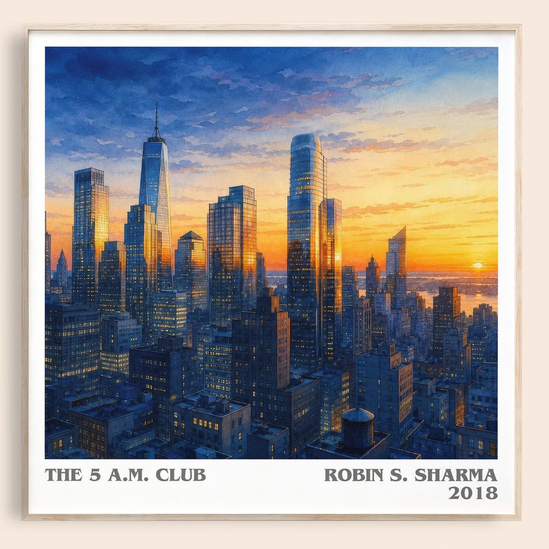 The 5 a.m. Club literary book poster by Robin S. Sharma – framed literary art print