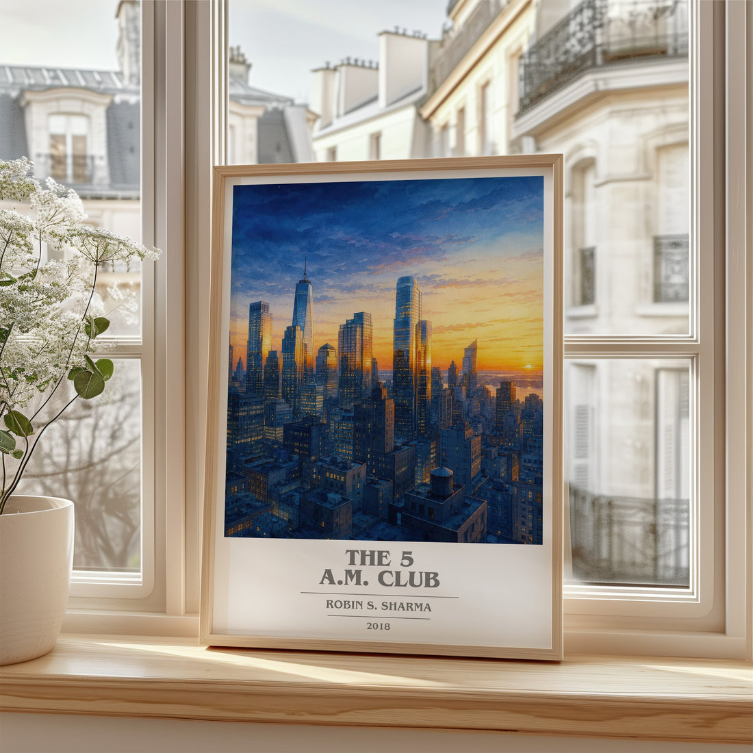 The 5 a.m. Club book cover poster colour and style options – Robin S. Sharma book art