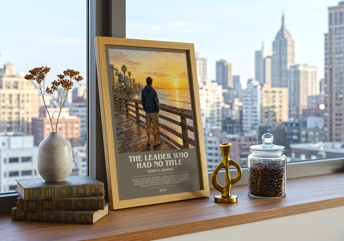 The leader who had no title bookish print framed by window – literary home decor