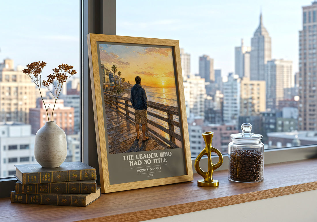 The leader who had no title book cover print framed by window – literary home decor