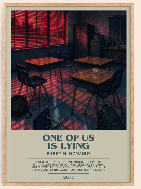 One Of Us Is Lying bookish book poster by Karen M. McManus – framed literary art print