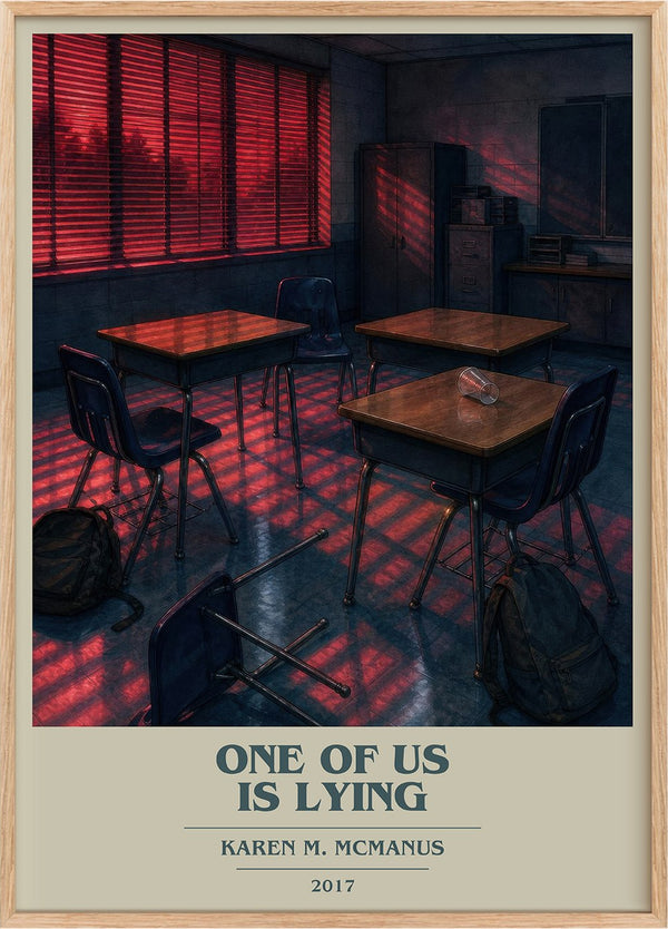 One Of Us Is Lying Book Cover Poster by Karen M. McManus