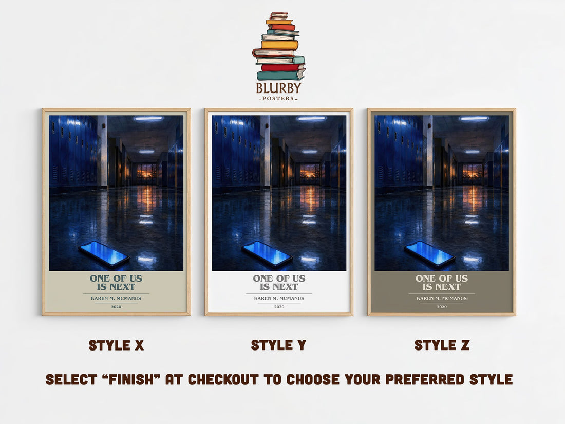 One of us is next book cover print in frame leaning in hallway – young adult wall art (mockup)