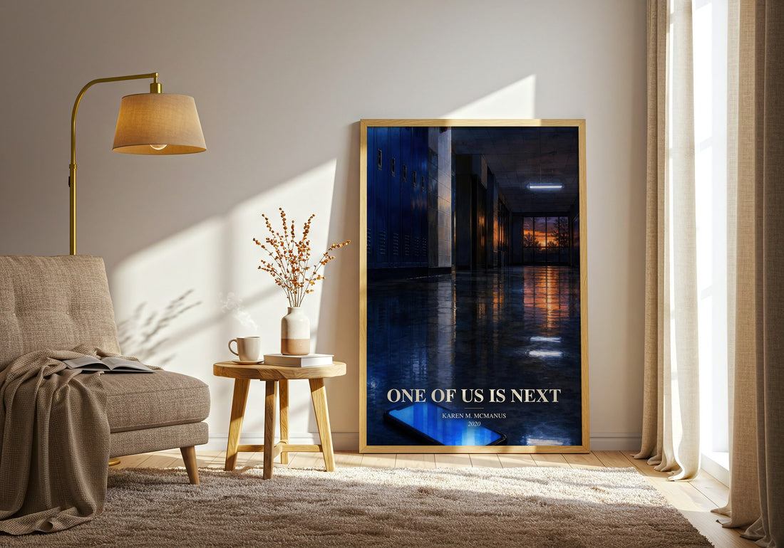 One of us is next watercolour print in frame leaning in hallway – young adult wall art