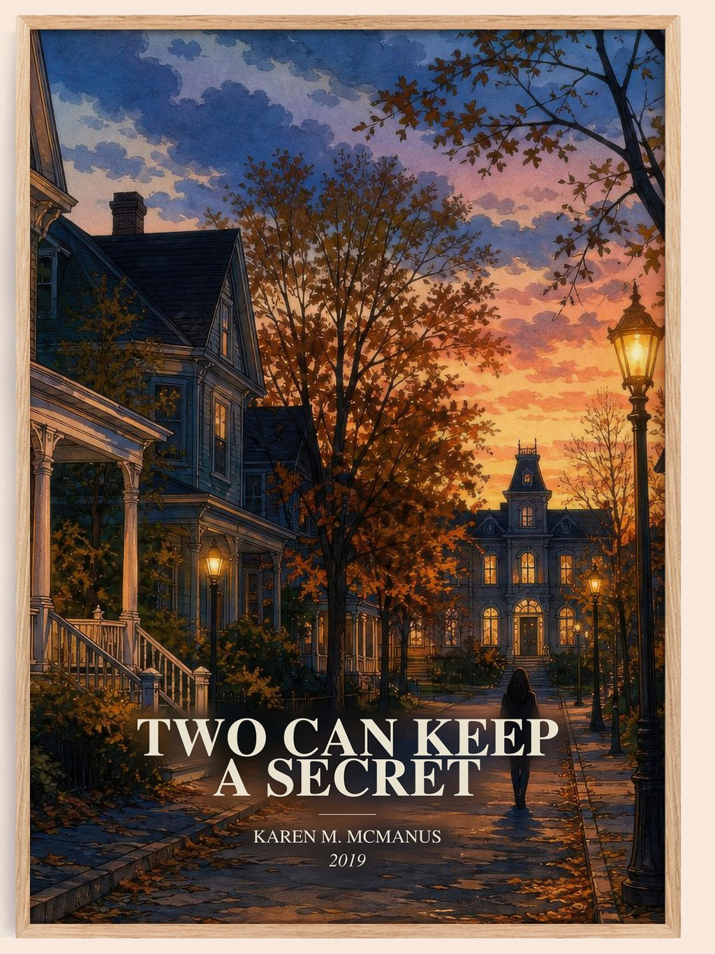 Two Can Keep a Secret watercolour book poster by Karen M. McManus – framed literary art print