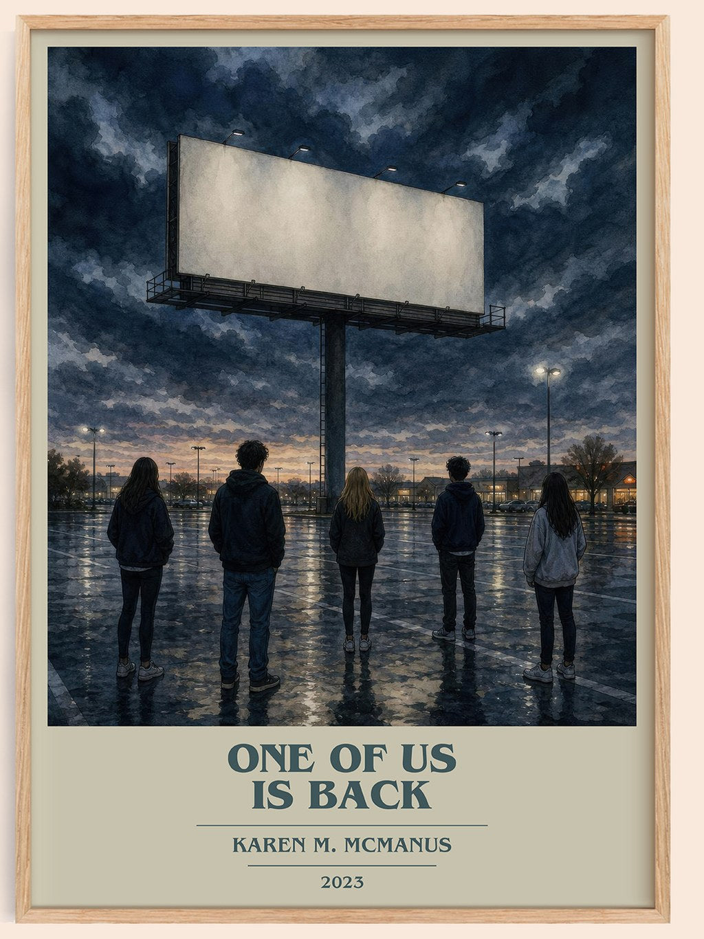 One of Us Is Back book cover book poster by Karen M. McManus – framed literary art print