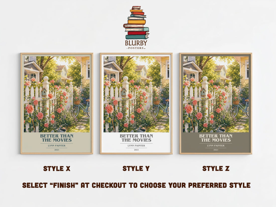 Better Than the Movies book cover print in frame leaning in hallway – young adult wall art (mockup)