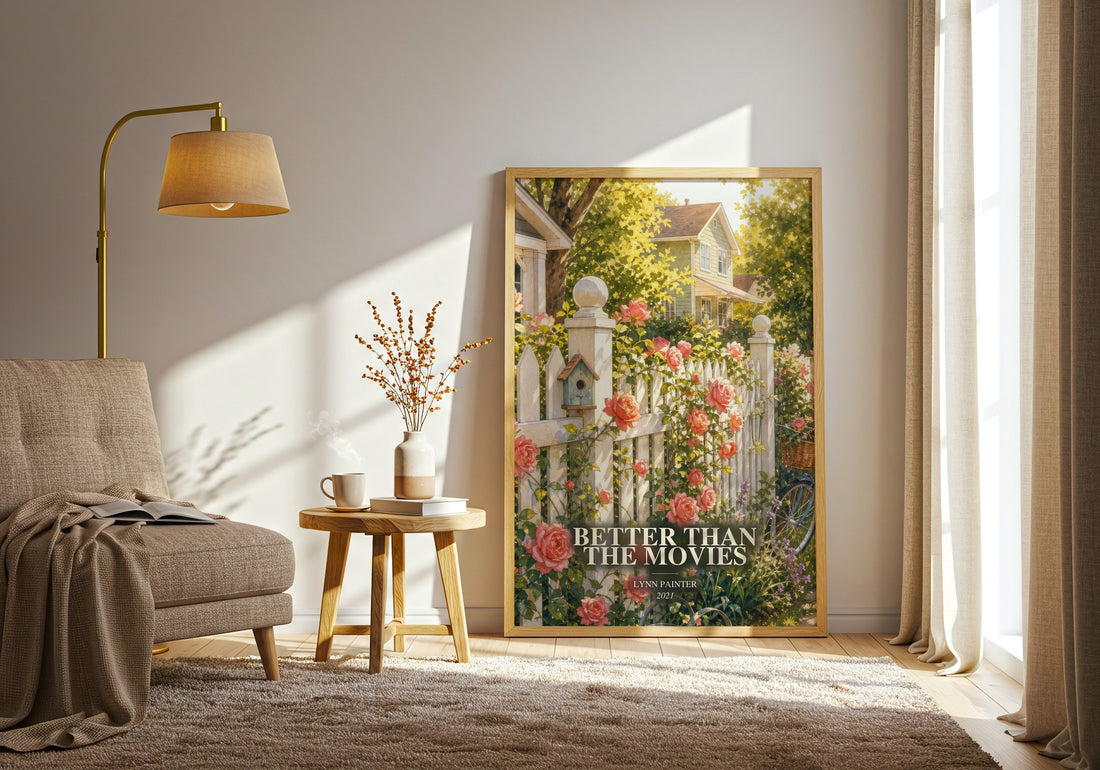 Better Than the Movies watercolour print in frame leaning in hallway – young adult wall art