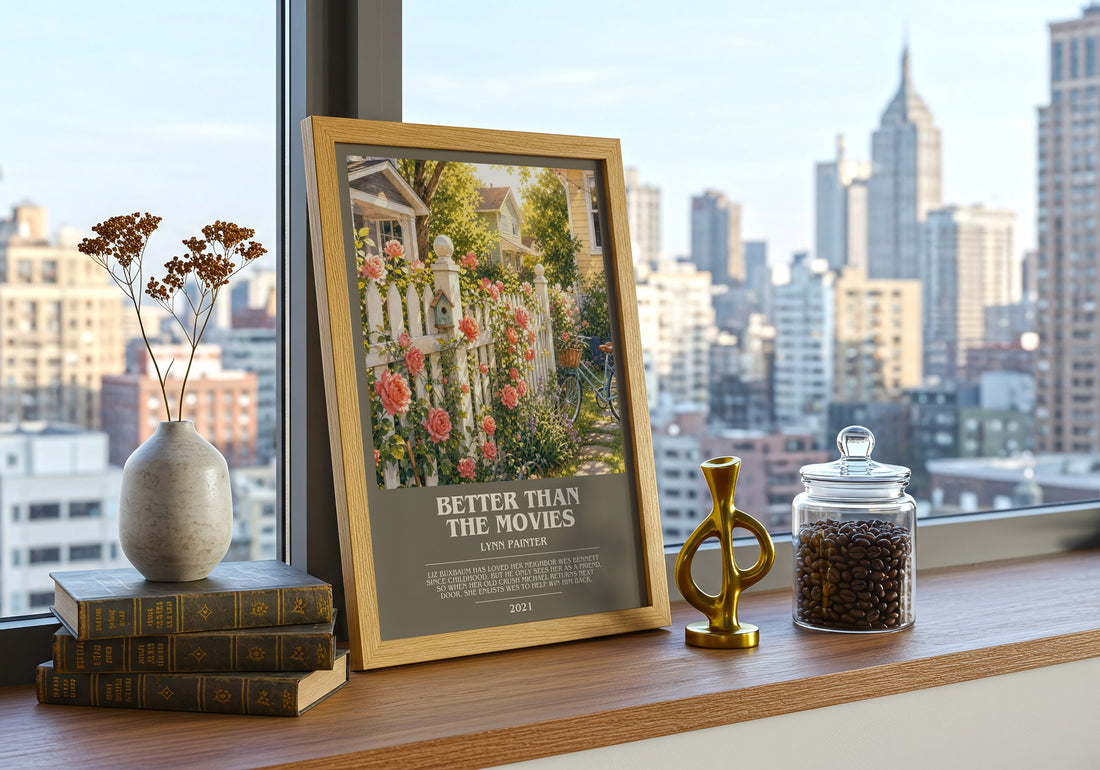 Better Than the Movies bookish print framed by window – literary home decor