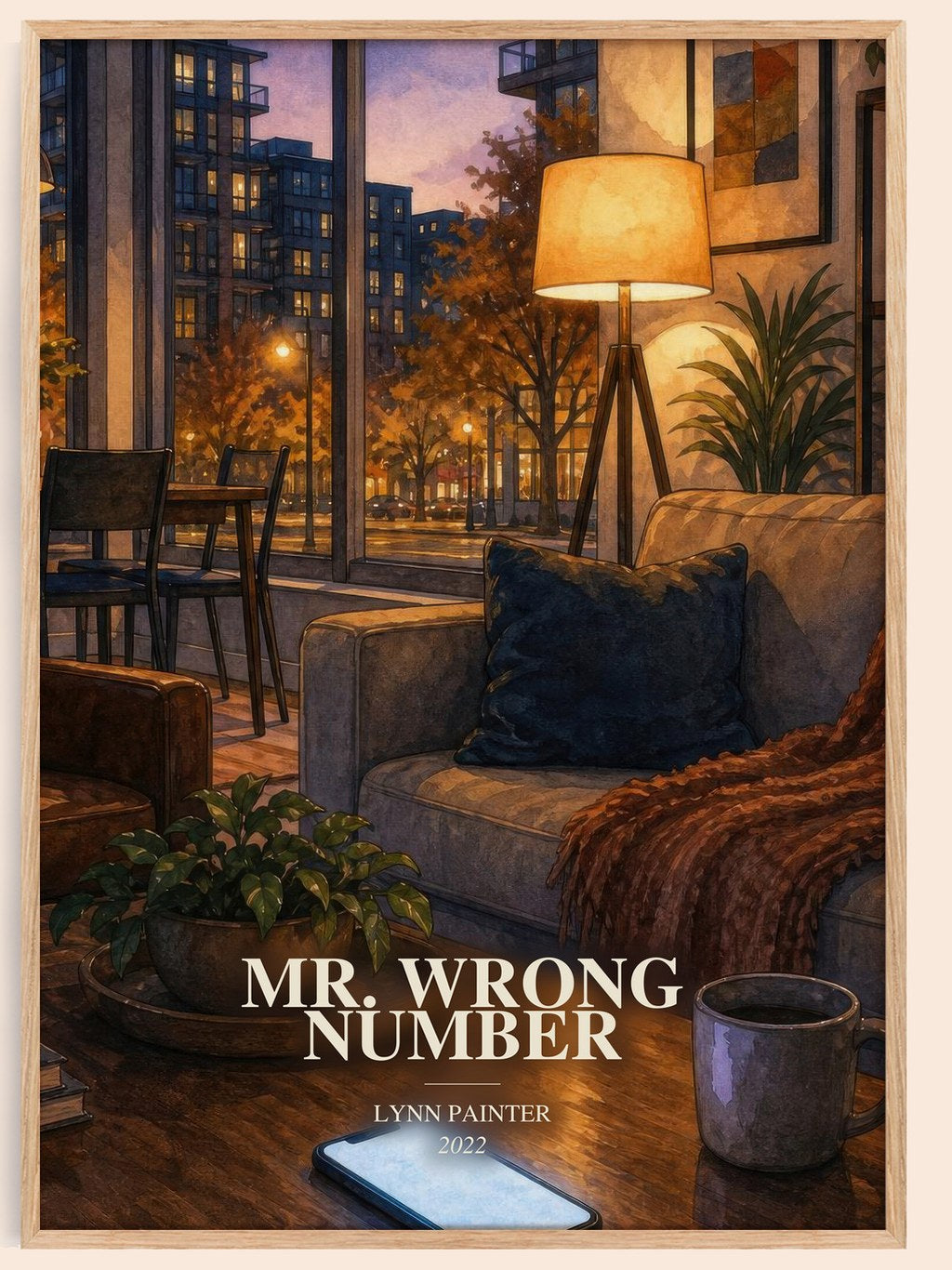 Mr. Wrong Number watercolour book poster by Lynn Painter – framed literary art print