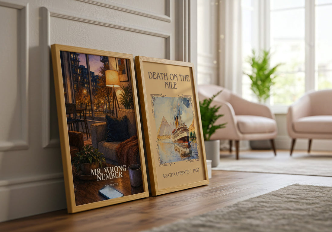 Mr. Wrong Number watercolour print framed by window – literary home decor