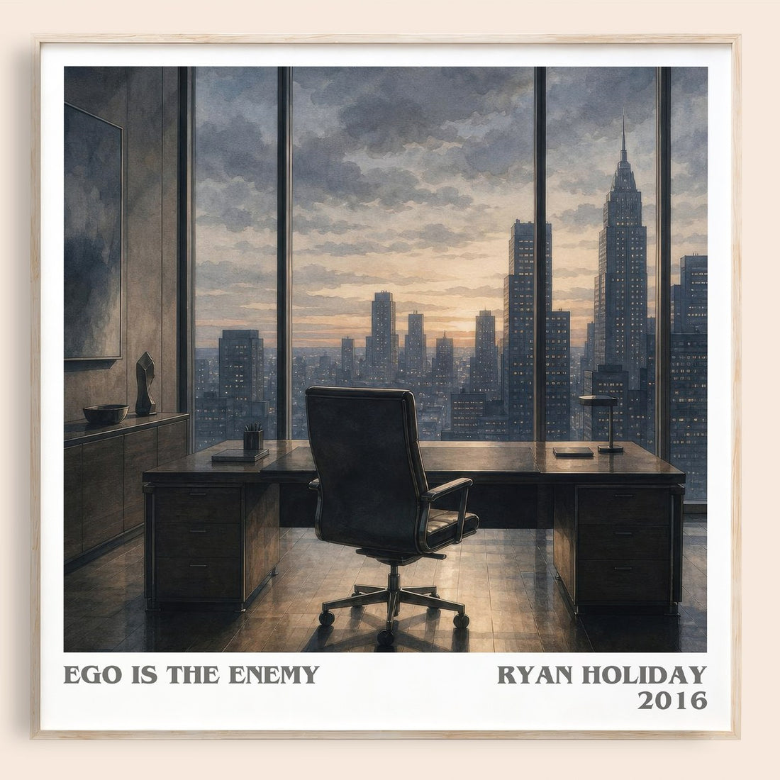 Ego is the Enemy literary book poster by Ryan Holiday – framed literary art print