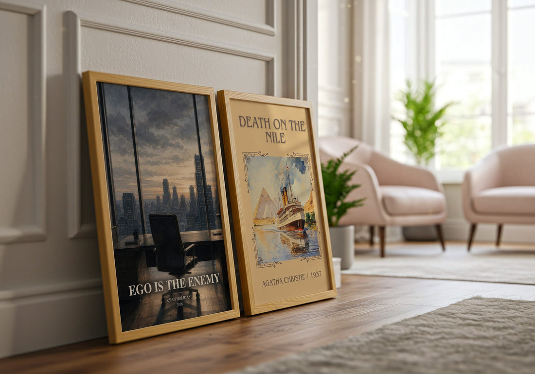 Ego is the Enemy watercolour print framed by window – literary home decor
