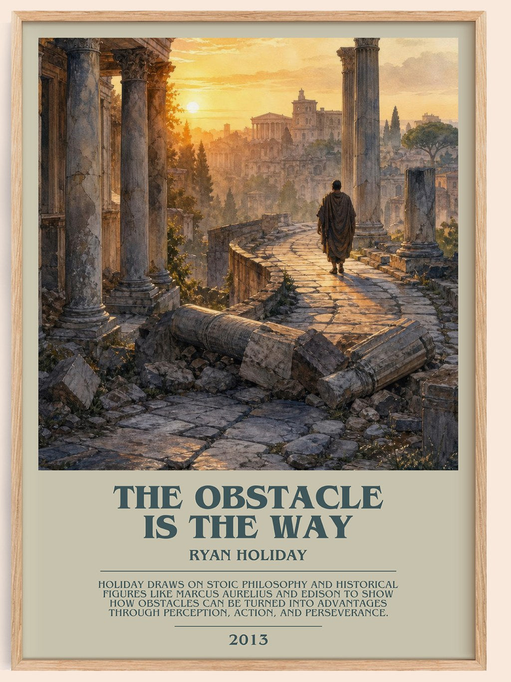 The Obstacle is the Way bookish book poster by Ryan Holiday – framed literary art print