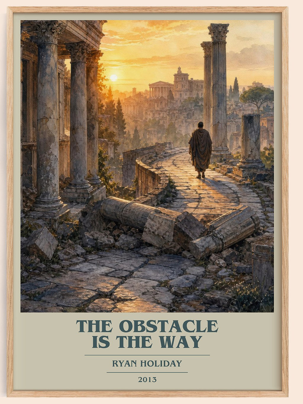 The Obstacle is the Way book cover book poster by Ryan Holiday – framed literary art print