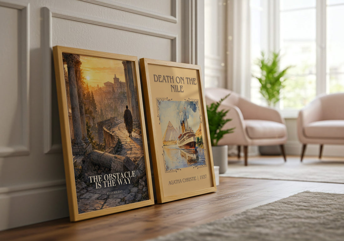 The Obstacle is the Way watercolour print framed by window – literary home decor