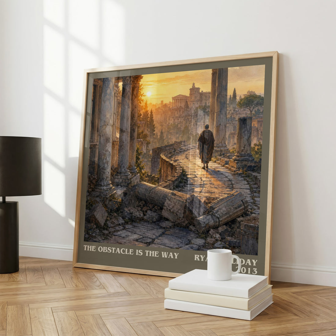The Obstacle is the Way literary print framed by window – literary home decor