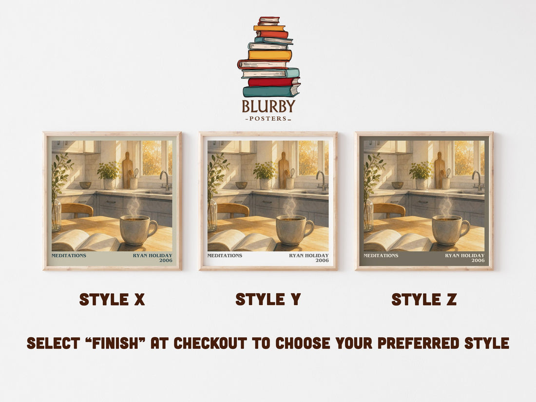 Meditations literary print in frame leaning in hallway – philosophy wall art (mockup)