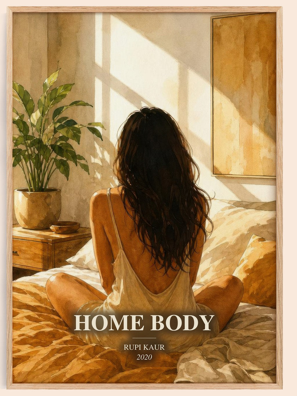 Home Body watercolour book poster by Rupi Kaur – framed literary art print