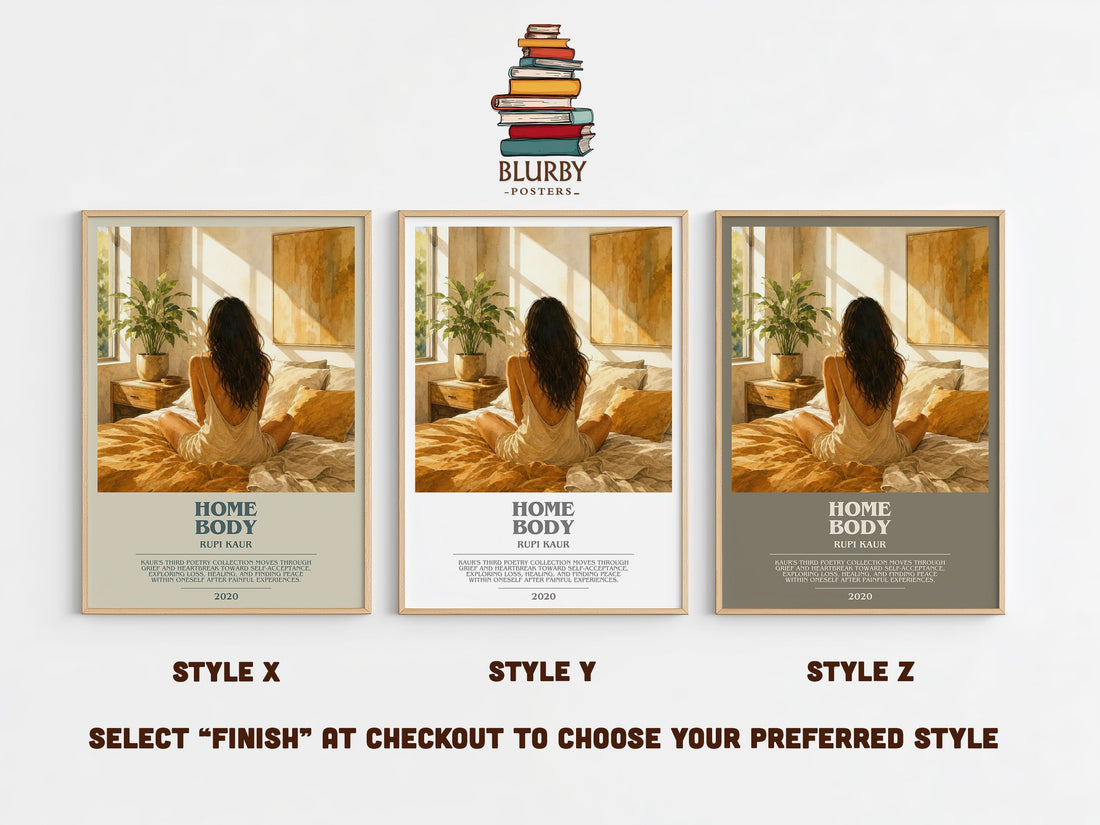 Home Body bookish print in frame leaning in hallway – poetry wall art (mockup)