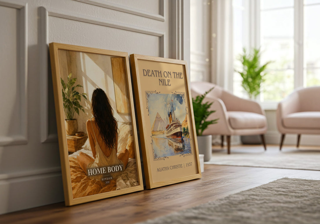 Home Body watercolour print framed by window – literary home decor