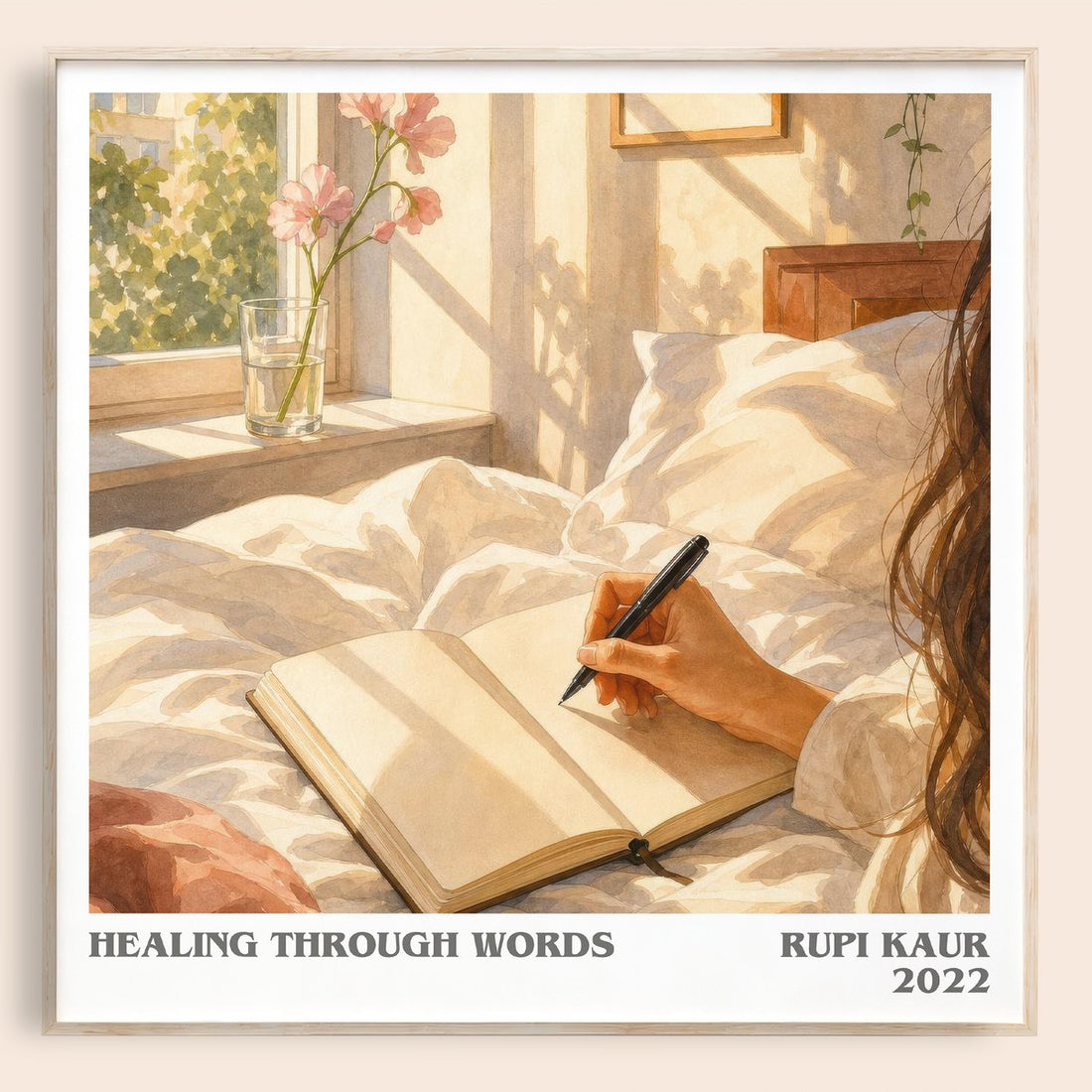 Healing Through Words literary book poster by Rupi Kaur – framed literary art print