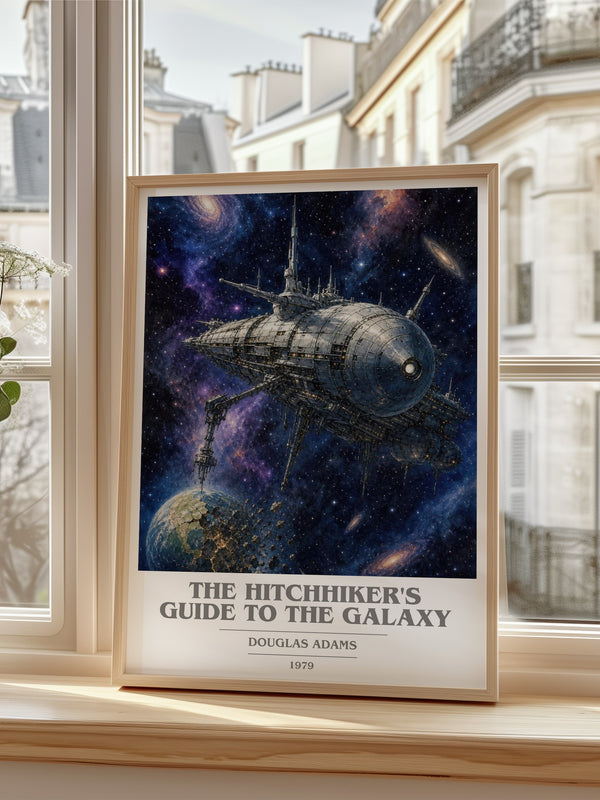 The Hitchhiker's Guide to the Galaxy book cover poster colour and style options – Douglas Adams book art