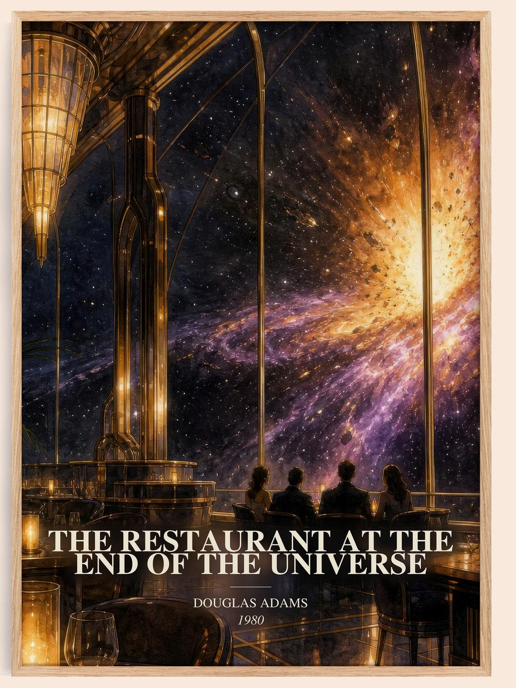 The Restaurant at the End of the Universe watercolour book poster by Douglas Adams – framed literary art print