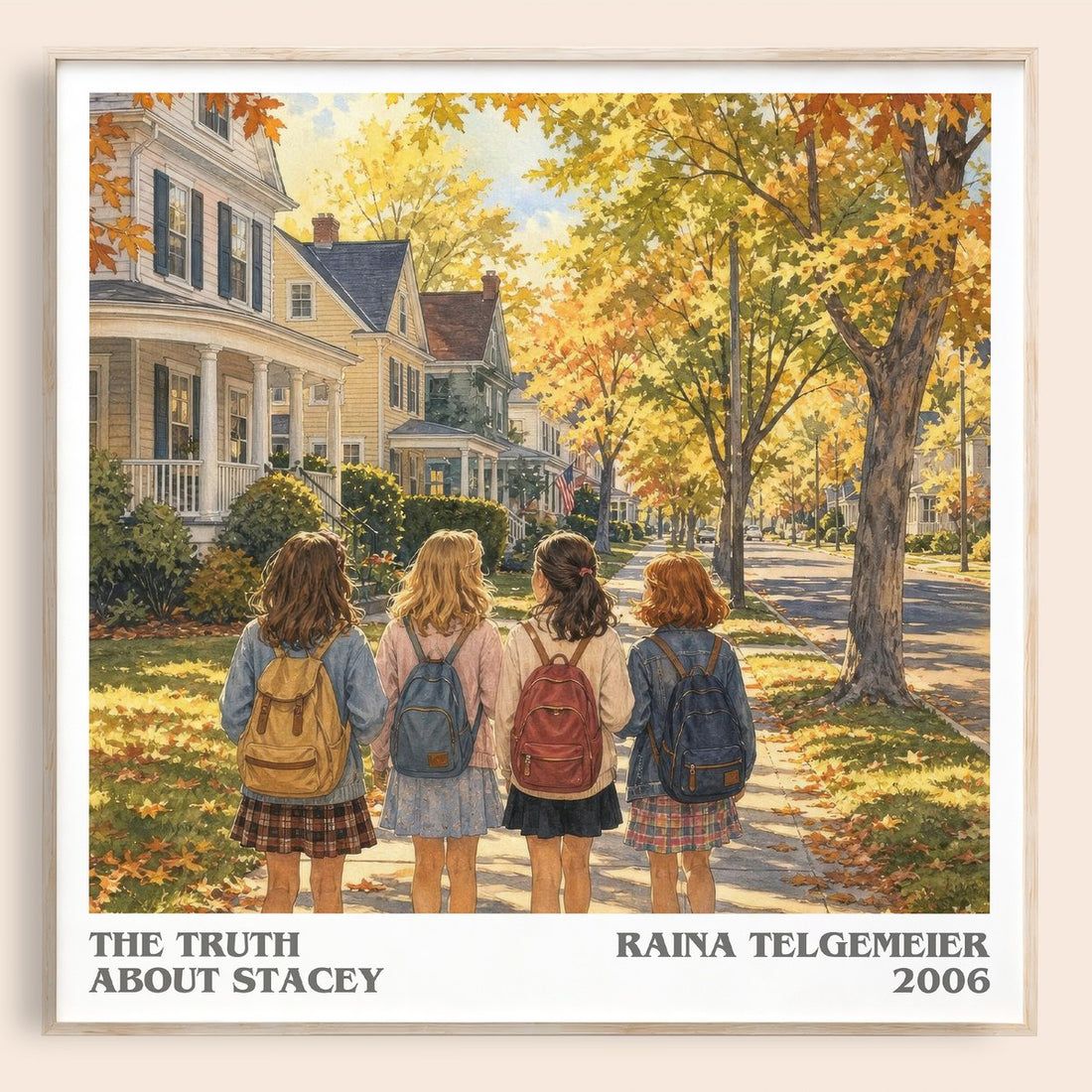 The Truth About Stacey literary book poster by Raina Telgemeier – framed literary art print